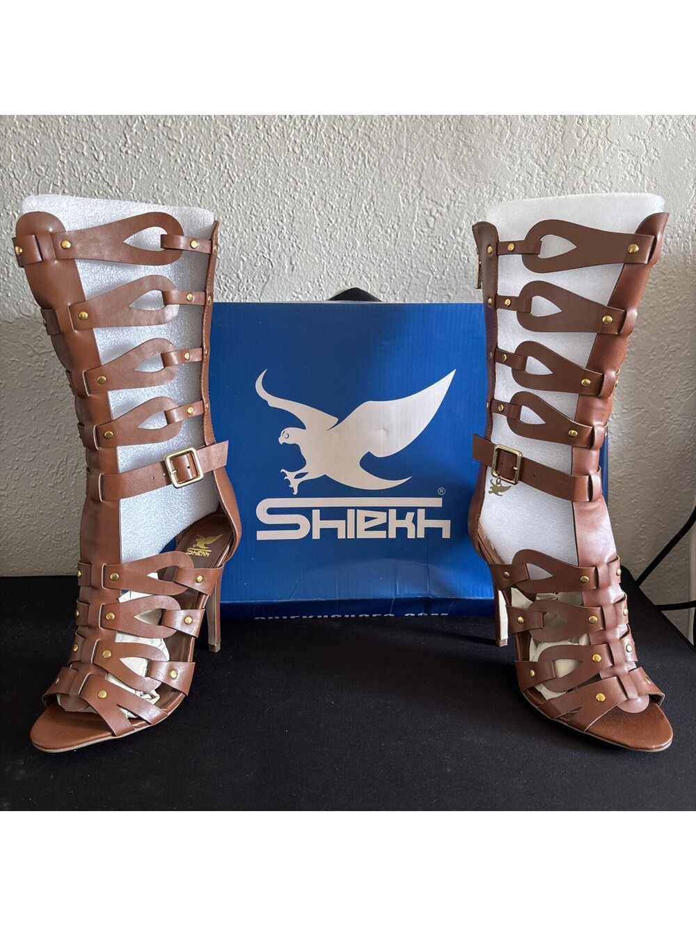 Shiekh Women's Brown Strappy Gladiator Stiletto Heels Shoes Size 6.5
